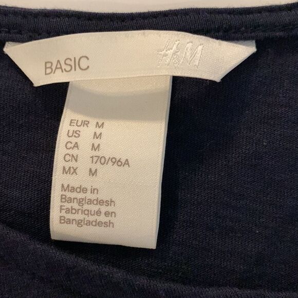 H&M navy blue casual dress summer sleeveless front pockets elastic waist MEDIUM - Picture 9 of 13